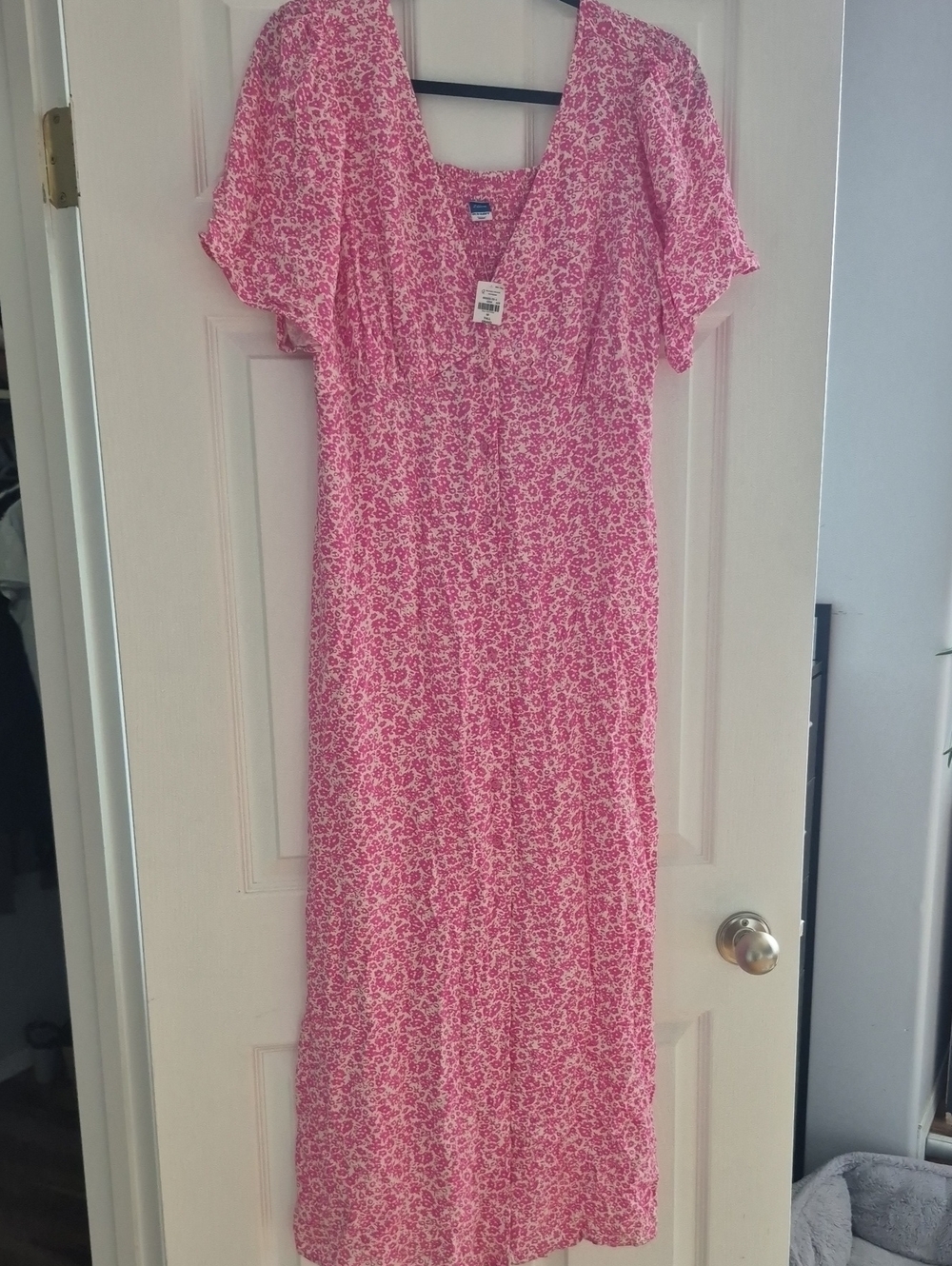 Old Navy Pink Floral Square-Neck Maxi Dress